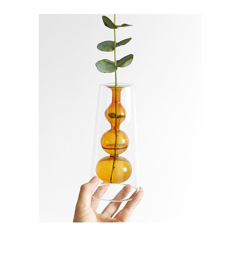 Retro Stained Glass Gourd Vase – Nordic Hydroponic Flower Decor