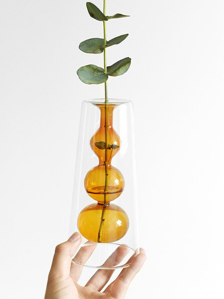Retro Stained Glass Gourd Vase – Nordic Hydroponic Flower Decor