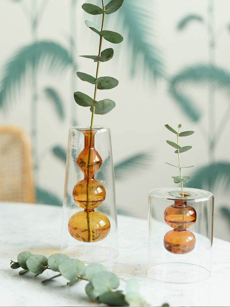 Retro Stained Glass Gourd Vase – Nordic Hydroponic Flower Decor