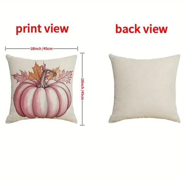 4 - Pack Fall Pillow Covers – 18x18 Pumpkin & Maple Leaf Cushion Cases