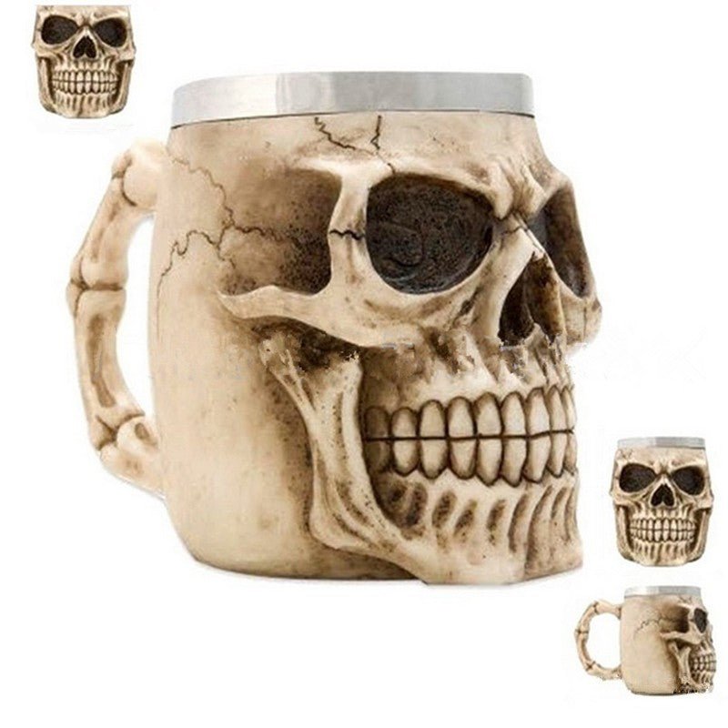 400ML 3D Skull Coffee Mugs – Creative Stainless Steel & Resin Drinkware
