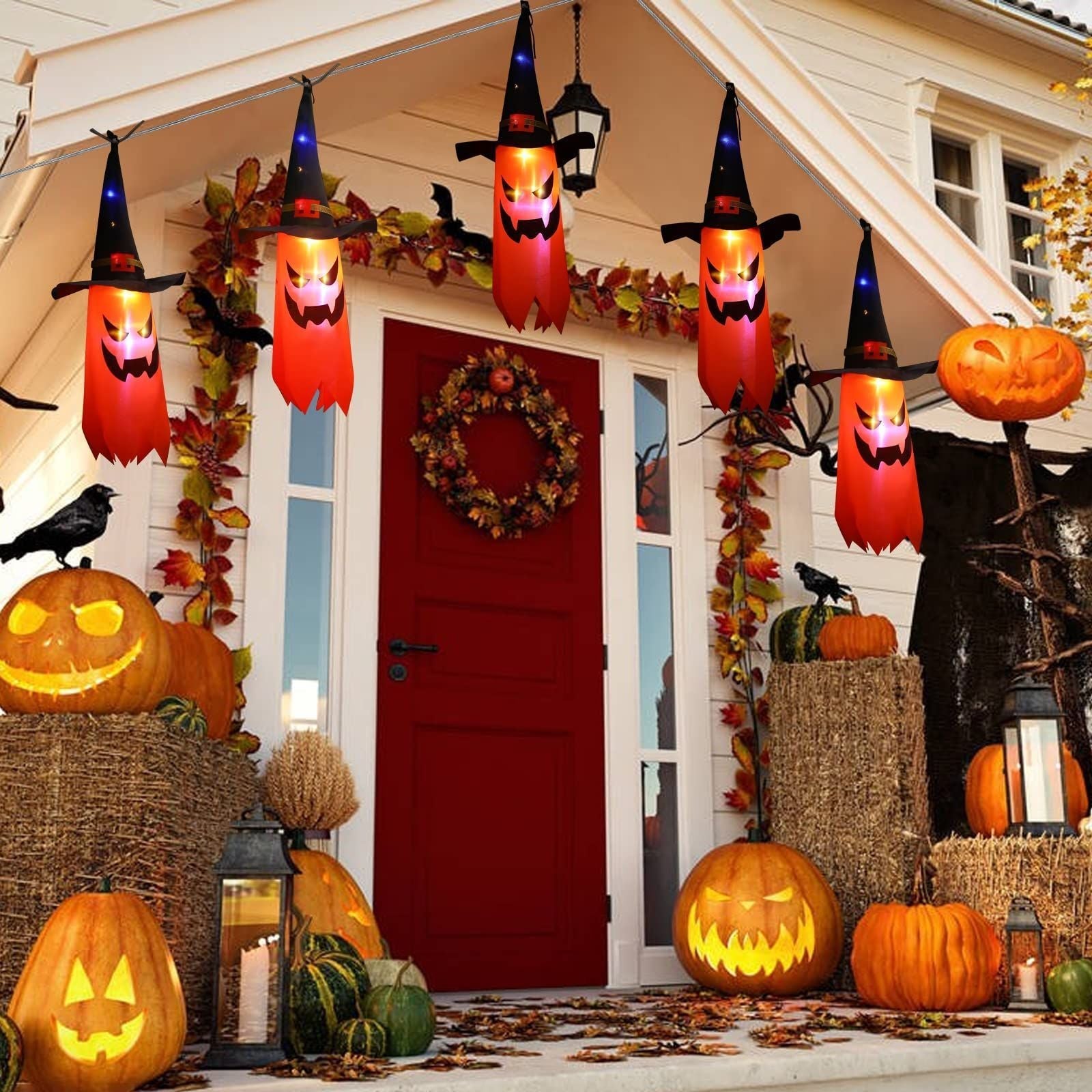 5 - String Wizard Hat Halloween Lights – Floating Witch Hat Decorations with LED Glow