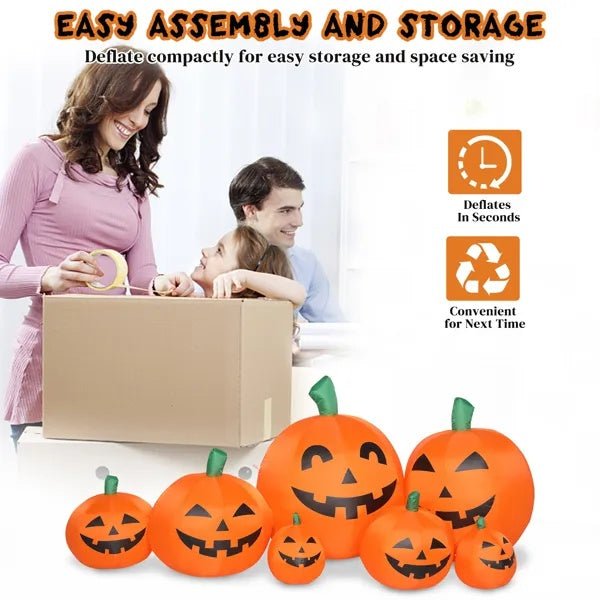 7ft LED Pumpkin Inflatable Halloween Decoration – 7pcs Light - Up String Set
