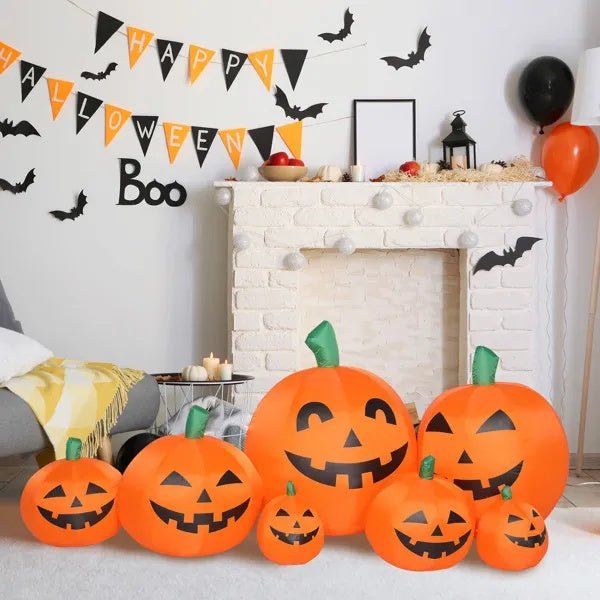 7ft LED Pumpkin Inflatable Halloween Decoration – 7pcs Light - Up String Set