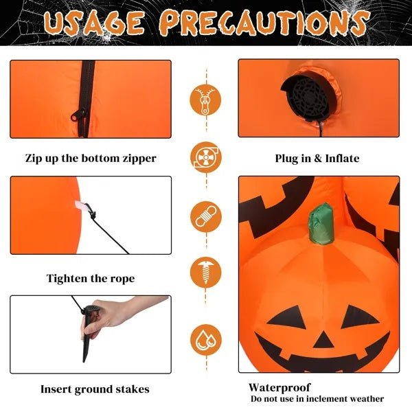 7ft LED Pumpkin Inflatable Halloween Decoration – 7pcs Light - Up String Set