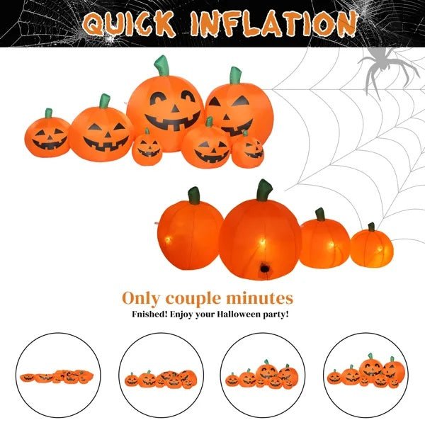 7ft LED Pumpkin Inflatable Halloween Decoration – 7pcs Light - Up String Set