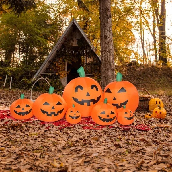 7ft LED Pumpkin Inflatable Halloween Decoration – 7pcs Light - Up String Set