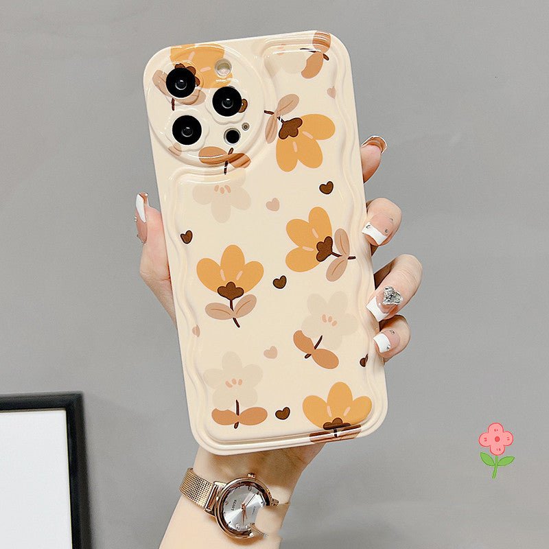 Autumn Leaves & Flowers With Bow Silk Scarf iPhone Case – Elegant Silicone Protective Cover