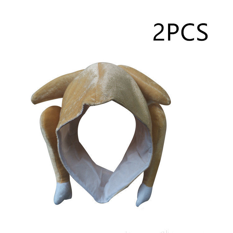Plush Roasted Turkey Hat – Thanksgiving Costume Party Fun
