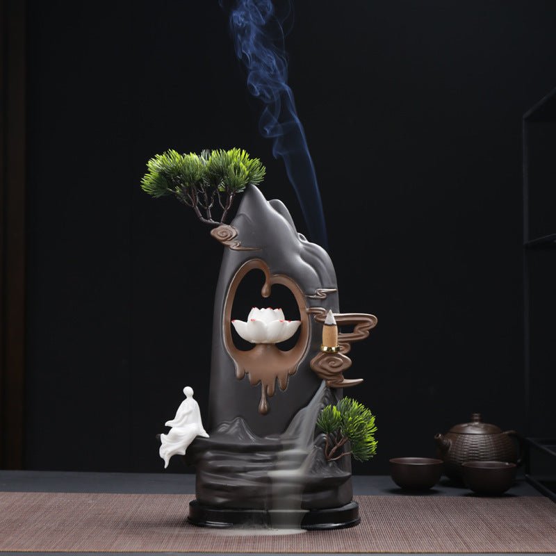 Backflow Incense Burner – Sandalwood Zen Ceramic Décor
