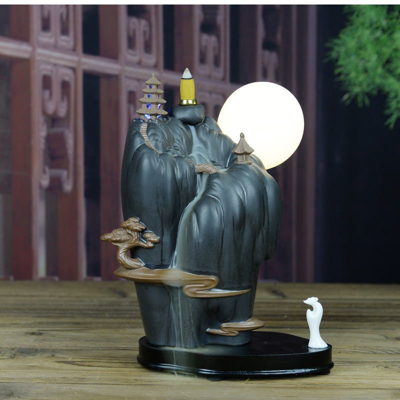 Backflow Incense Burner – Sandalwood Zen Ceramic Décor