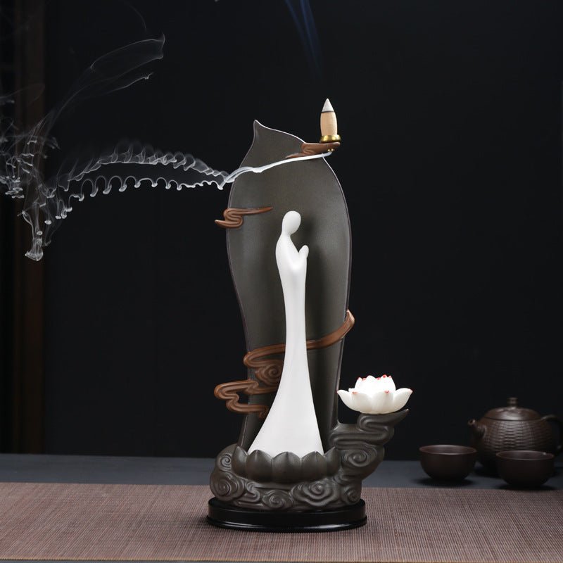 Backflow Incense Burner – Sandalwood Zen Ceramic Décor