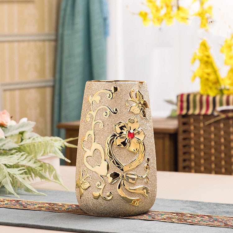 Ceramic Electroplating Gold Vase – European - Style Home Decor
