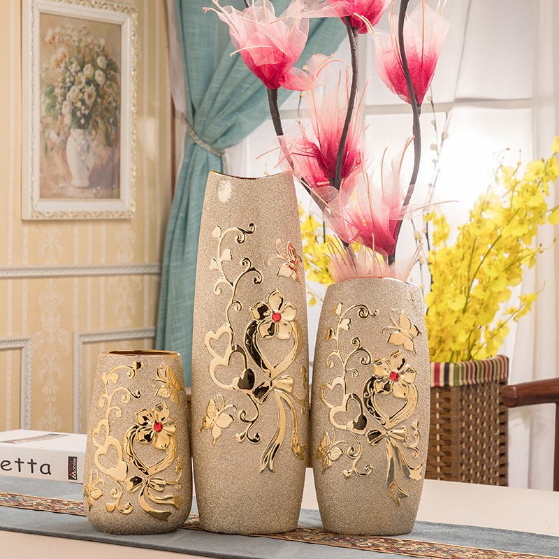 Ceramic Electroplating Gold Vase – European - Style Home Decor