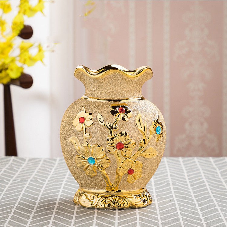 Ceramic Electroplating Gold Vase – European - Style Home Decor