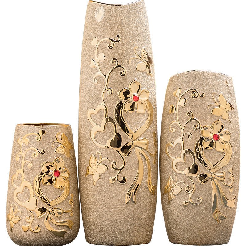 Ceramic Electroplating Gold Vase – European - Style Home Decor