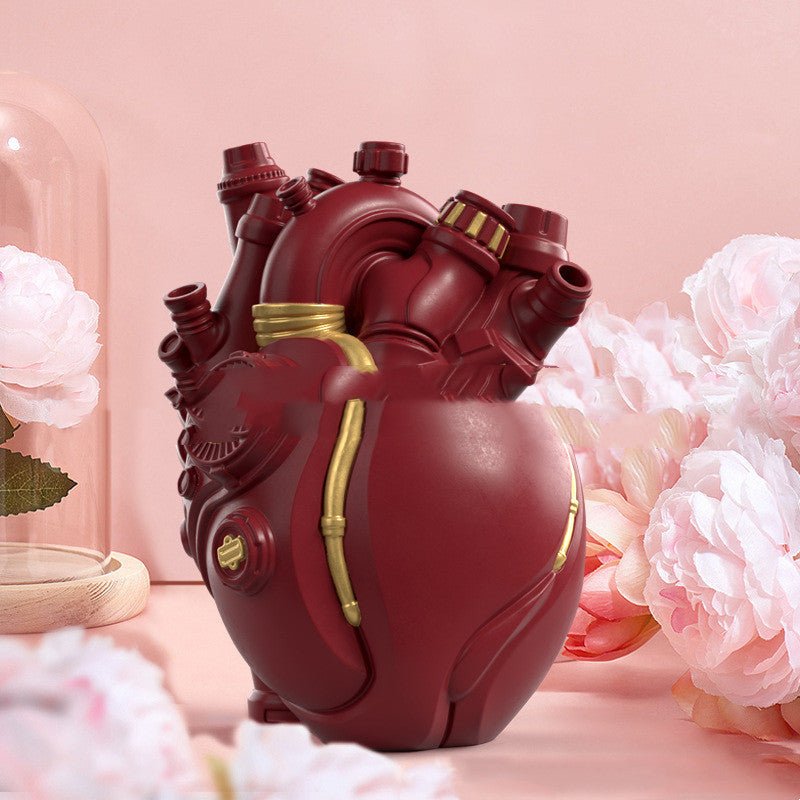 Cyber Punk Simulation Heart Vase – Creative Resin Home Decor