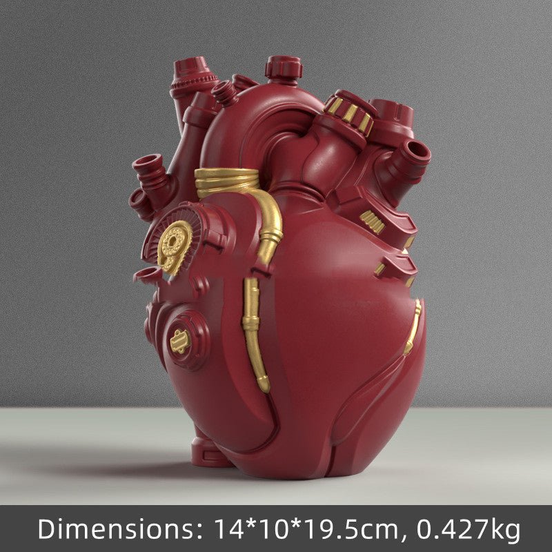 Cyber Punk Simulation Heart Vase – Creative Resin Home Decor