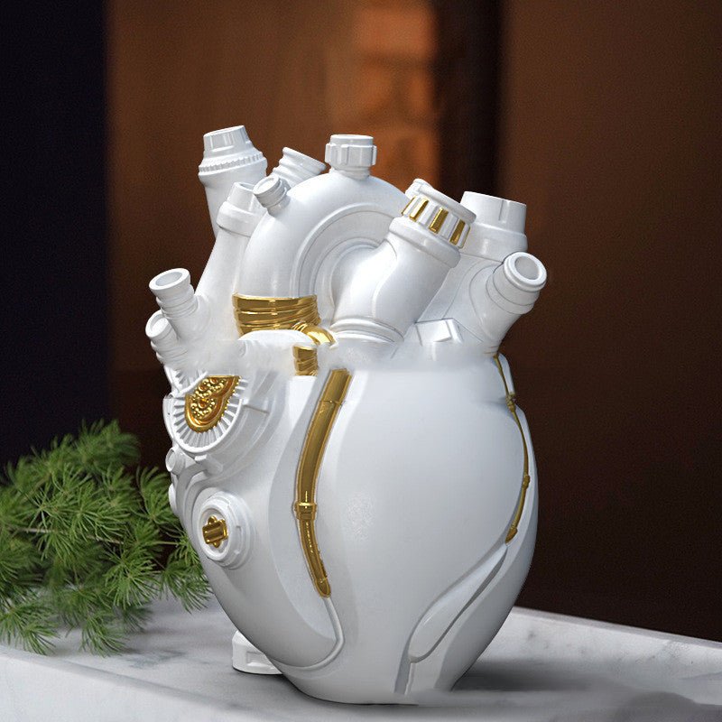 Cyber Punk Simulation Heart Vase – Creative Resin Home Decor