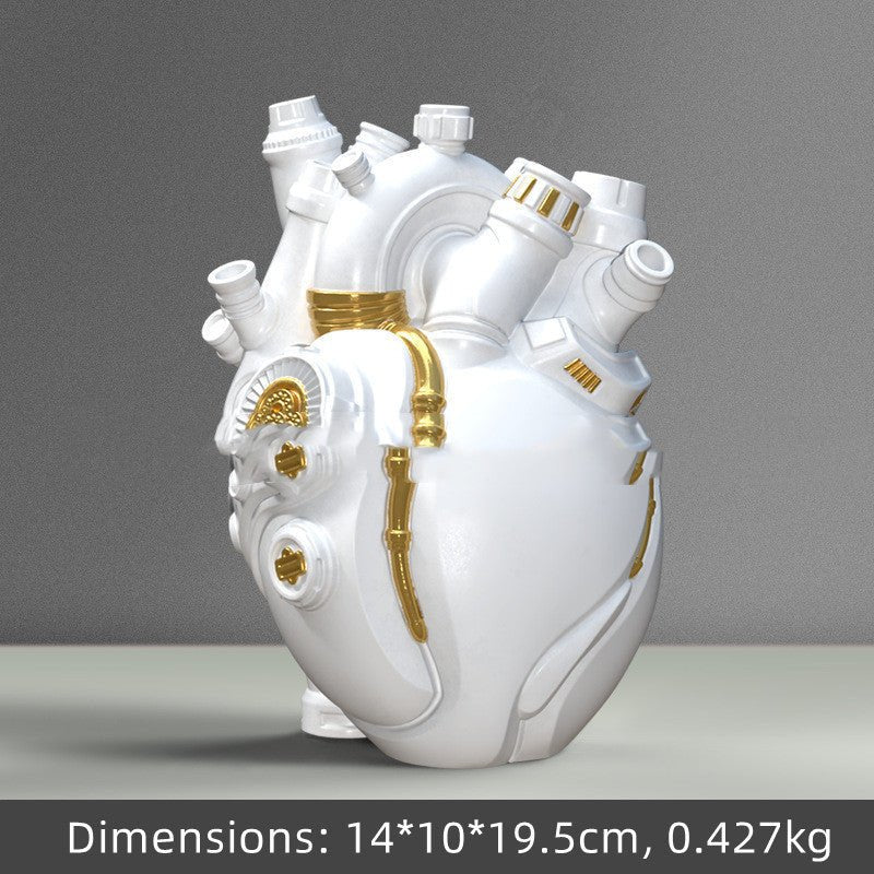 Cyber Punk Simulation Heart Vase – Creative Resin Home Decor
