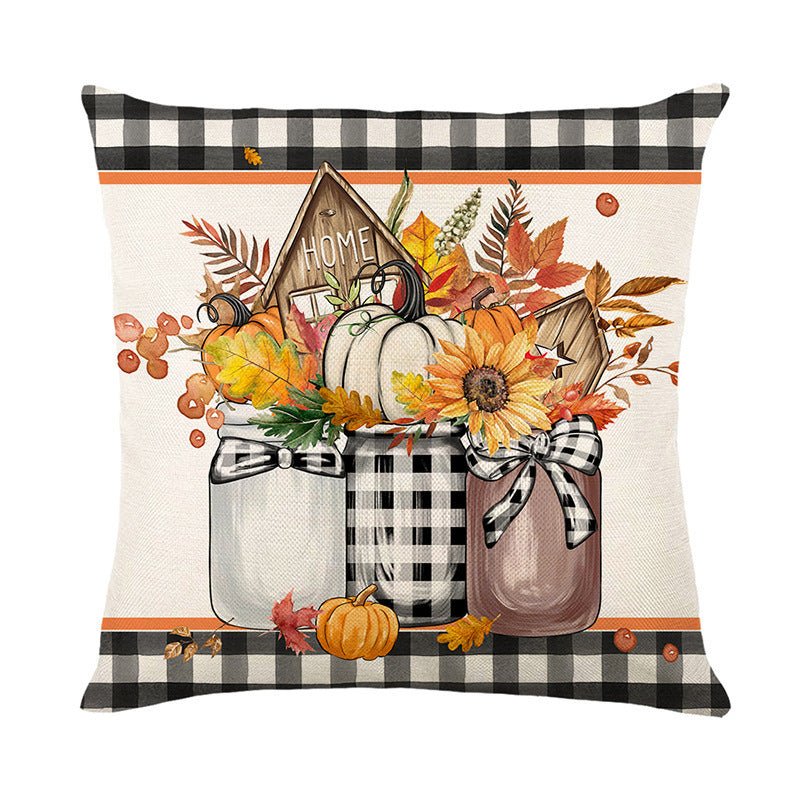 Fall Pumpkin Truck & Sunflower Pillow Cover – 18x18 “Home Sweet Home” Design