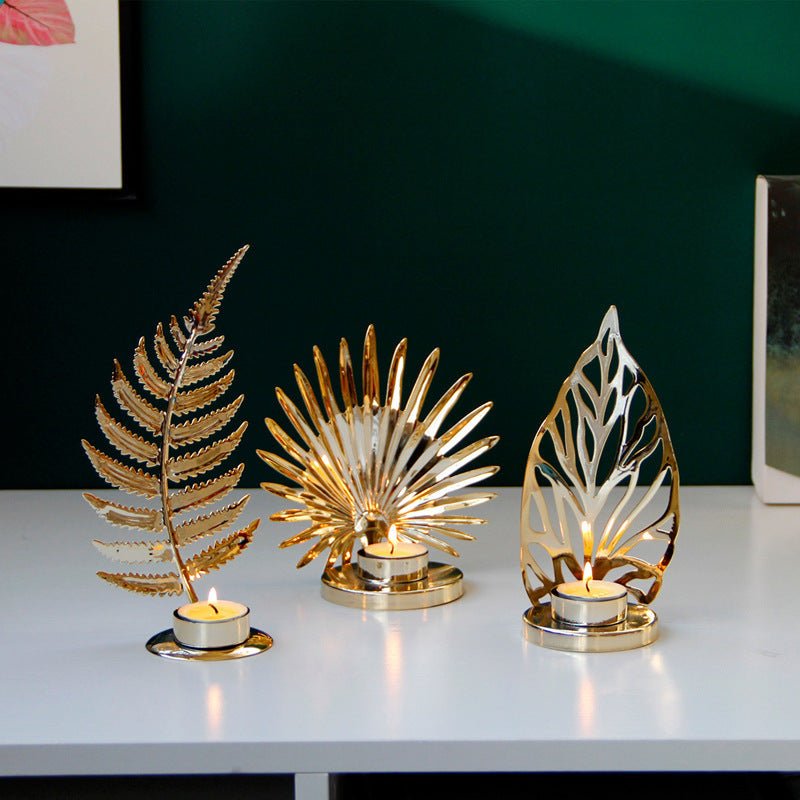 Golden Metal Candle Holder – Elegant Tabletop Decoration