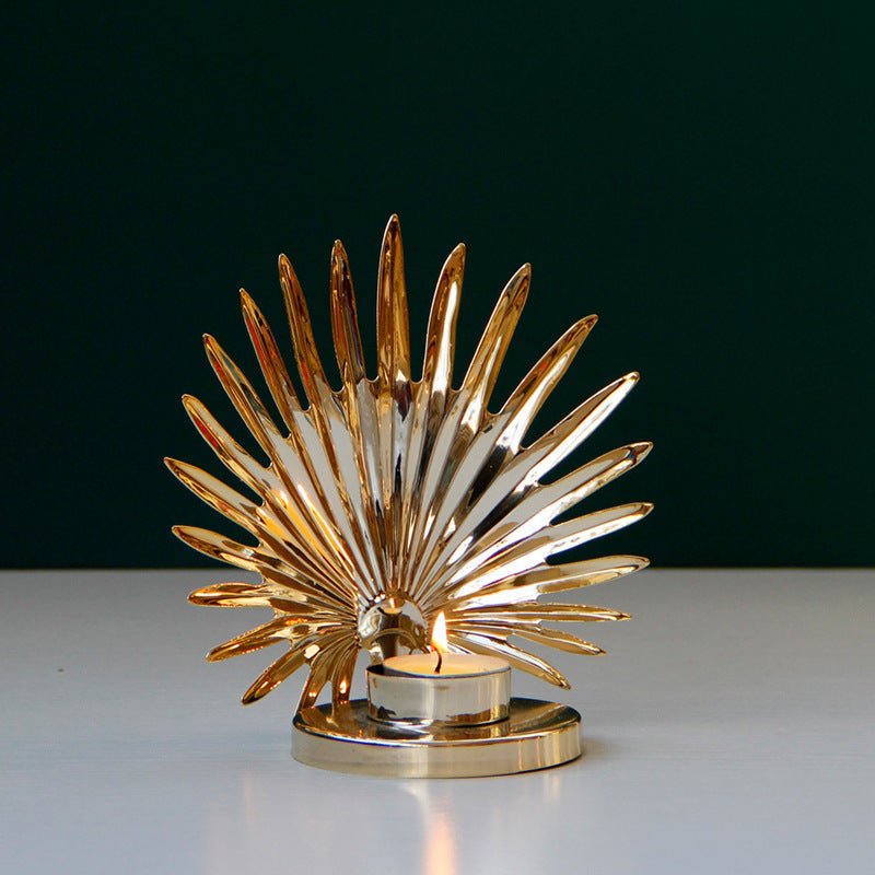 Golden Metal Candle Holder – Elegant Tabletop Decoration