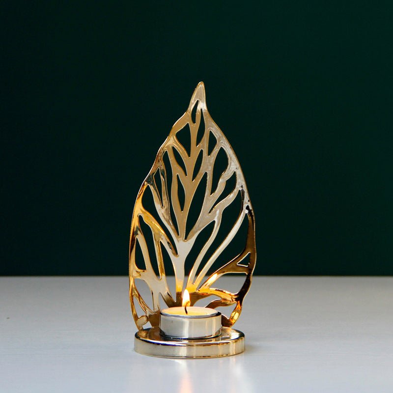 Golden Metal Candle Holder – Elegant Tabletop Decoration