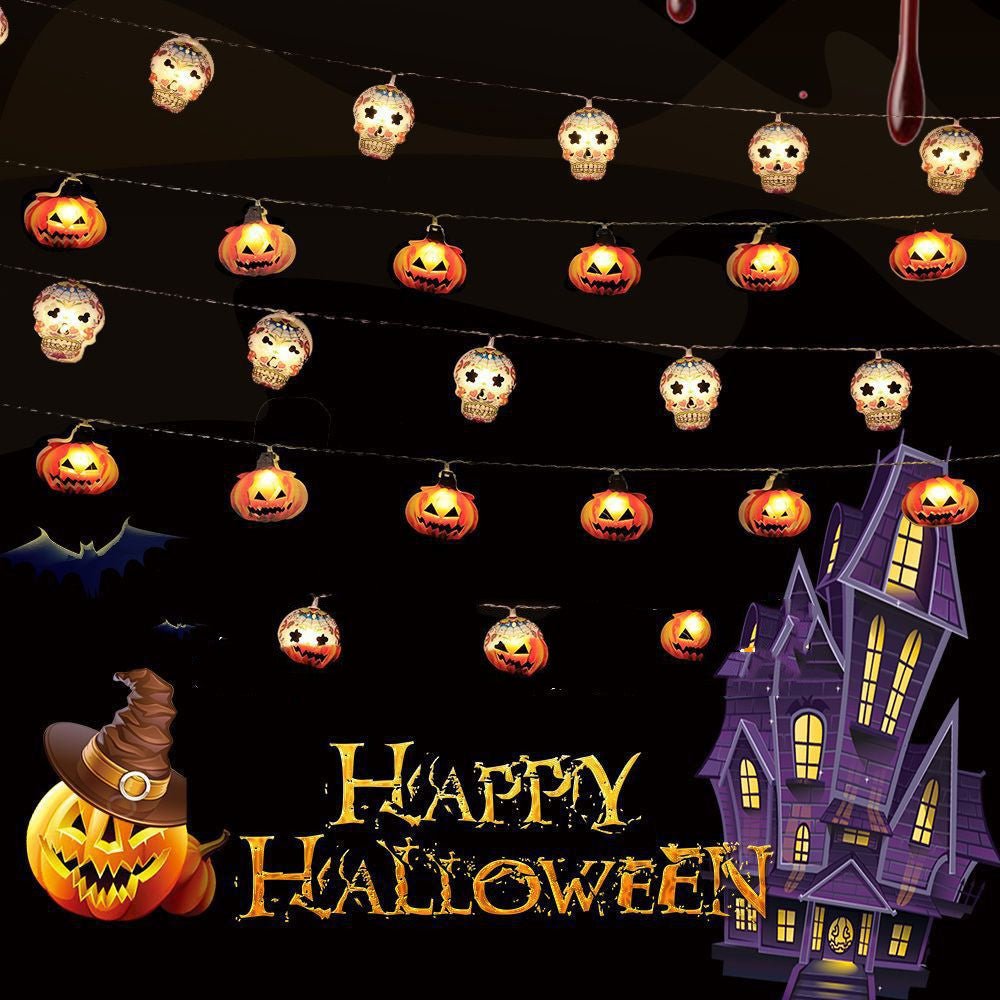 Halloween Decorative String Lights – Pumpkin, Bat & Skull LED Battery Lights