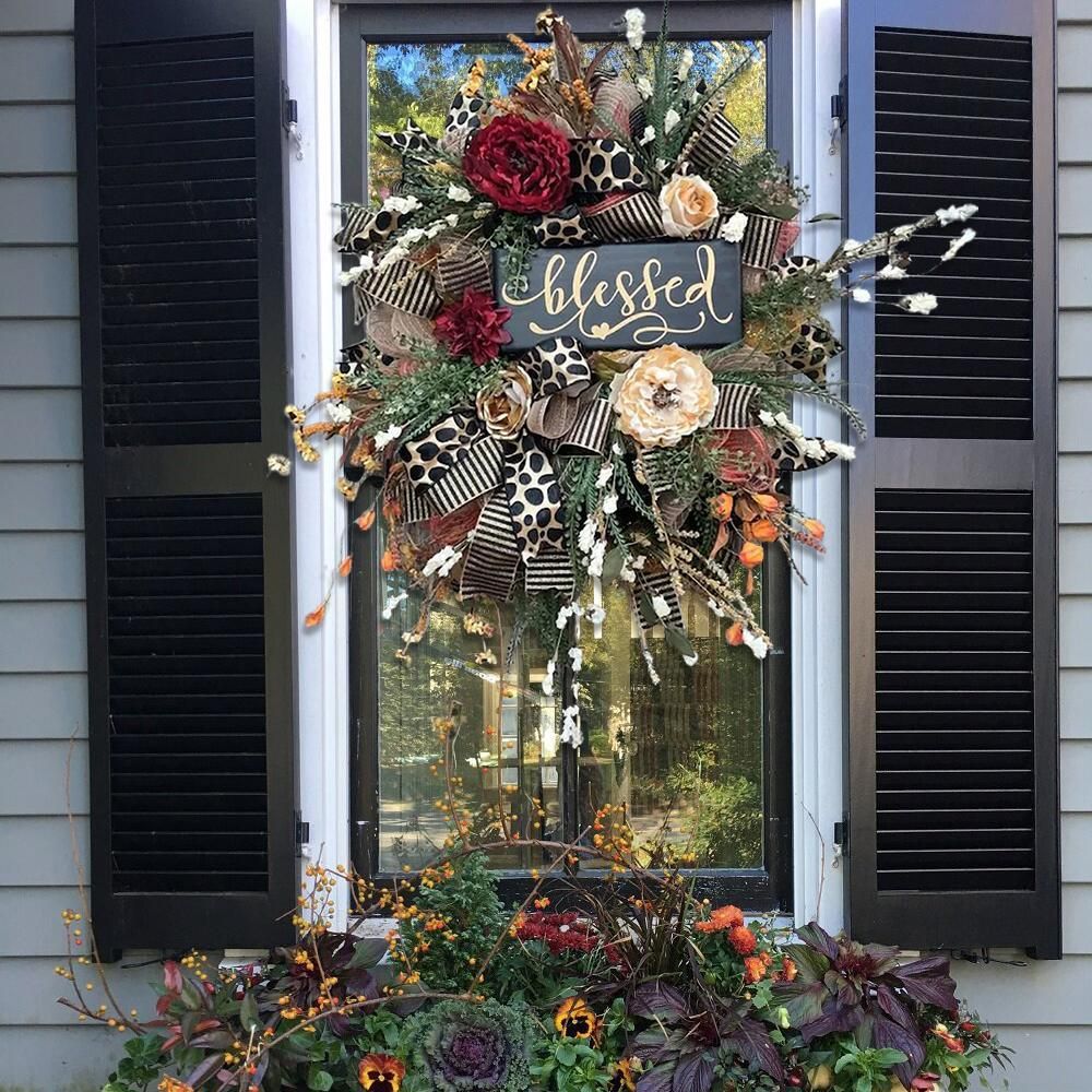 Halloween & Fall Cheetah Wreath – Gorgeous Year - Round Front Door Décor