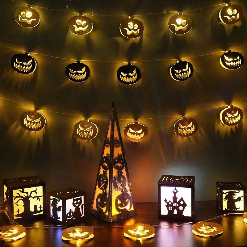Halloween Paper LED String Lights – Pumpkin Shaped Party Decor