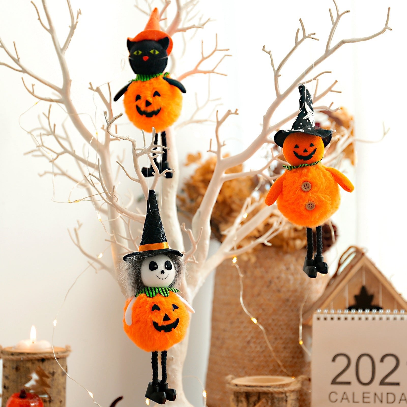 Halloween Pumpkin Witch Ornaments
