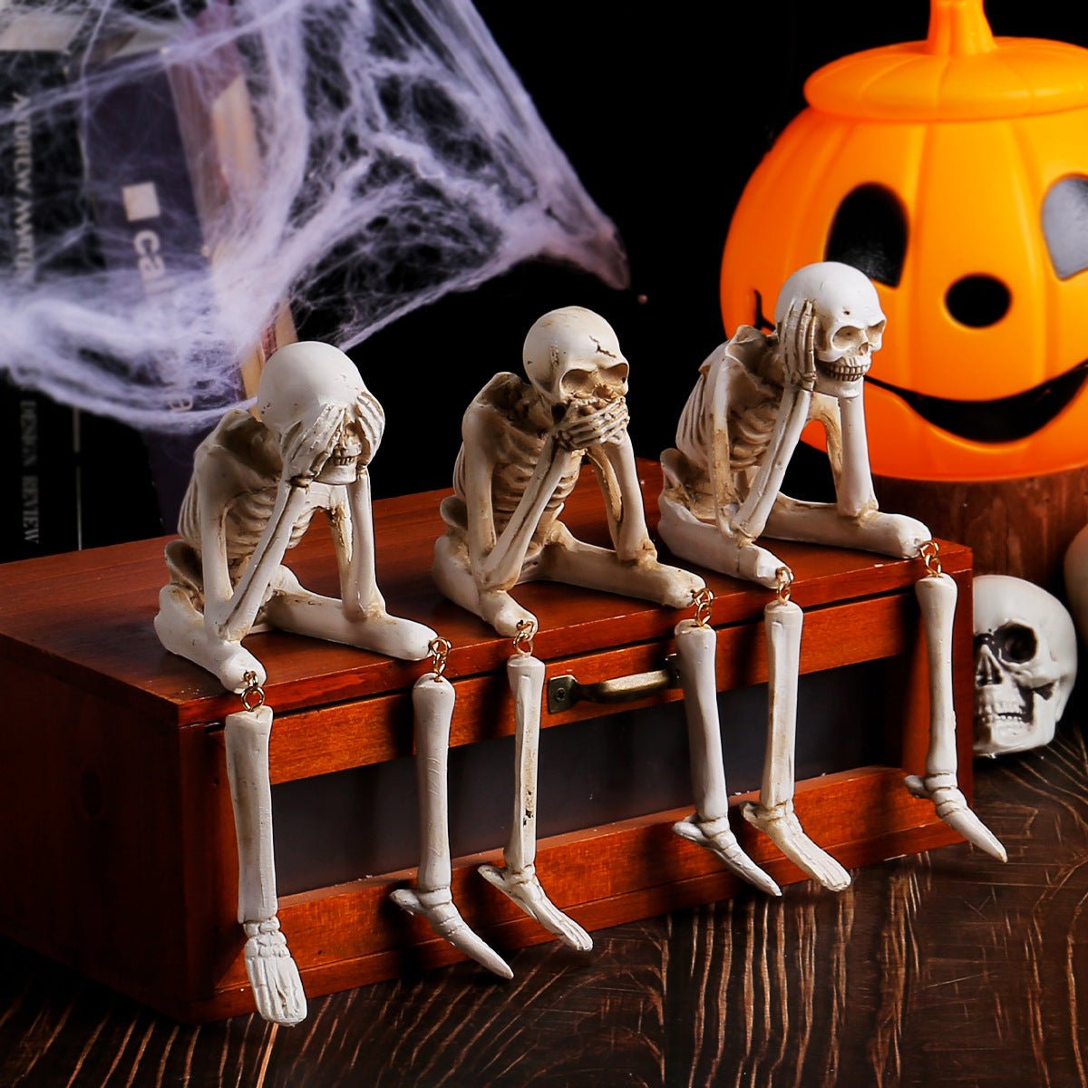 Halloween Resin Skeleton Ornaments – See No Evil, Hear No Evil, Speak No Evil