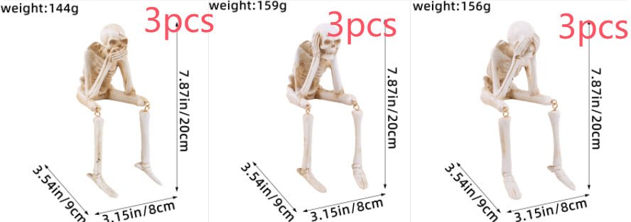 Halloween Resin Skeleton Ornaments – See No Evil, Hear No Evil, Speak No Evil