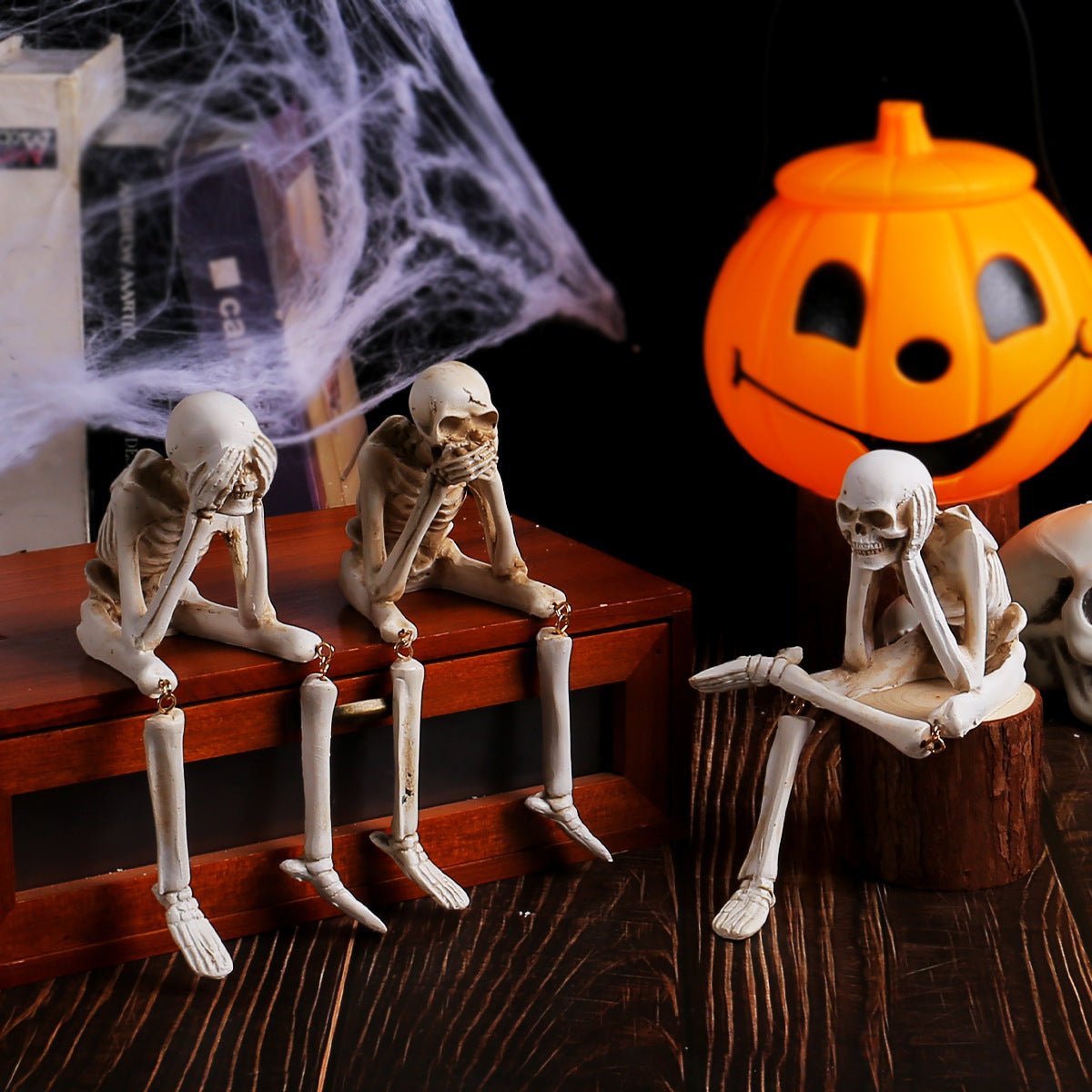 Halloween Resin Skeleton Ornaments – See No Evil, Hear No Evil, Speak No Evil