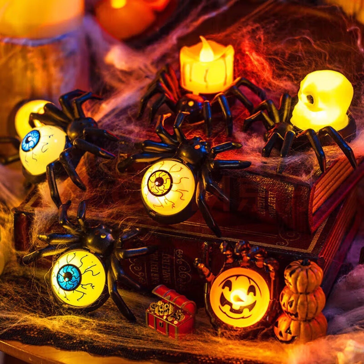 Halloween Spider Night Lights – Party & Haunted House Decor