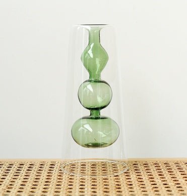 Retro Stained Glass Gourd Vase – Nordic Hydroponic Flower Decor
