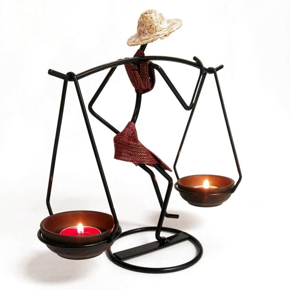 Romantic Girl Candle Holder – Handmade Iron Decorative Candlestick