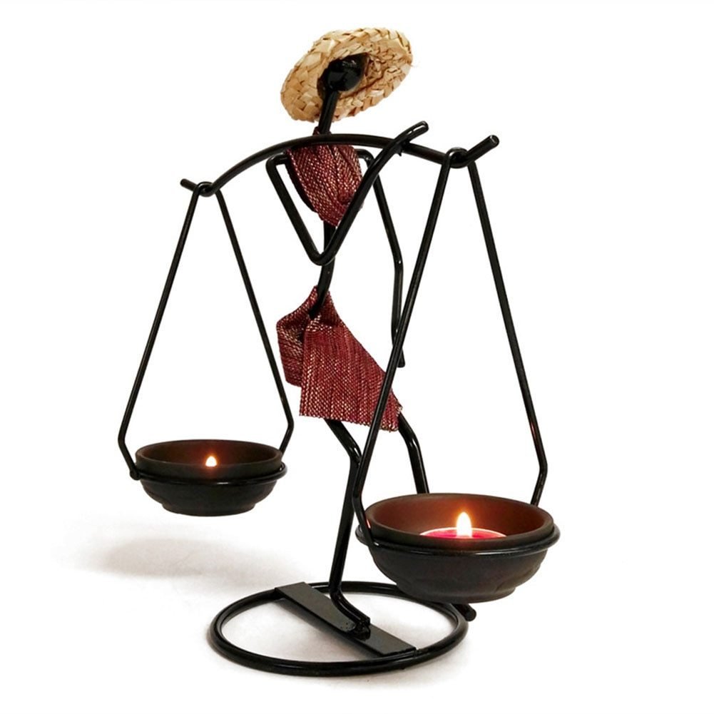 Romantic Girl Candle Holder – Handmade Iron Decorative Candlestick