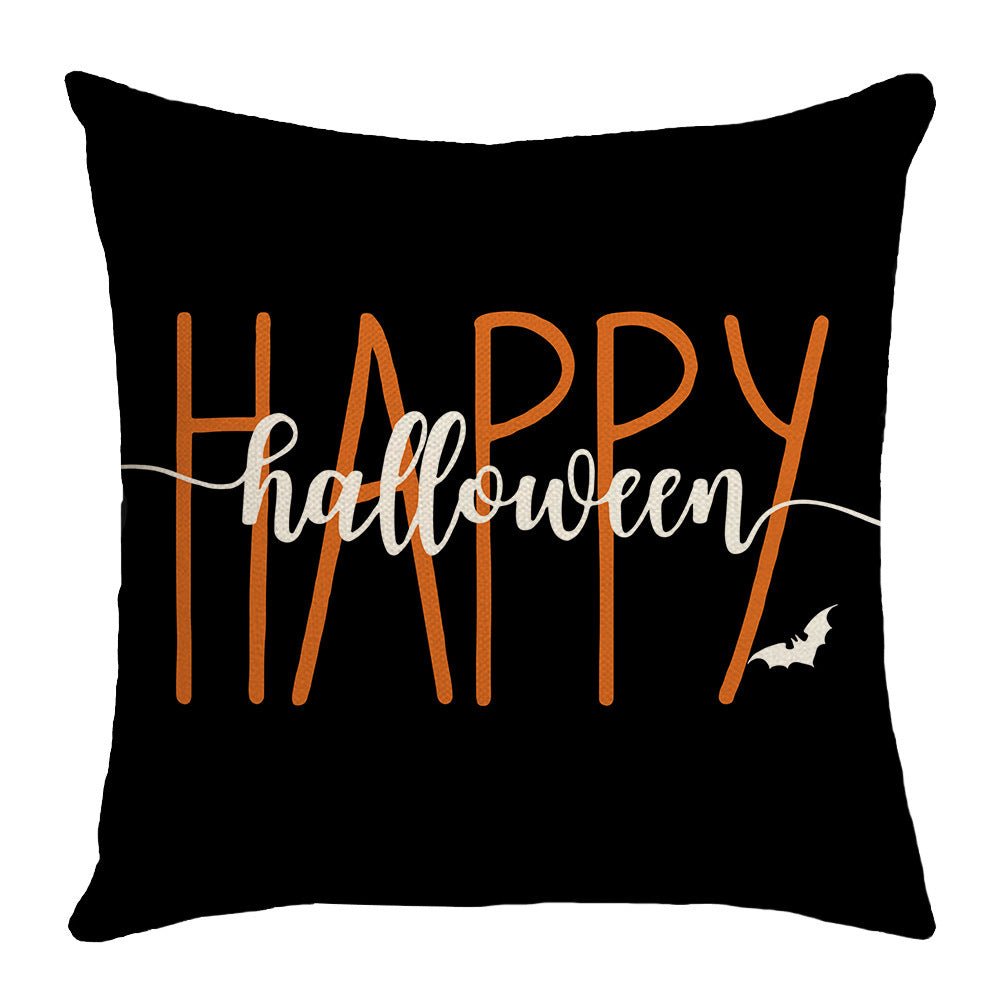 Set of 4 Halloween Pillow Covers – 18x18 Spooky Pumpkin & Buffalo Plaid Designs