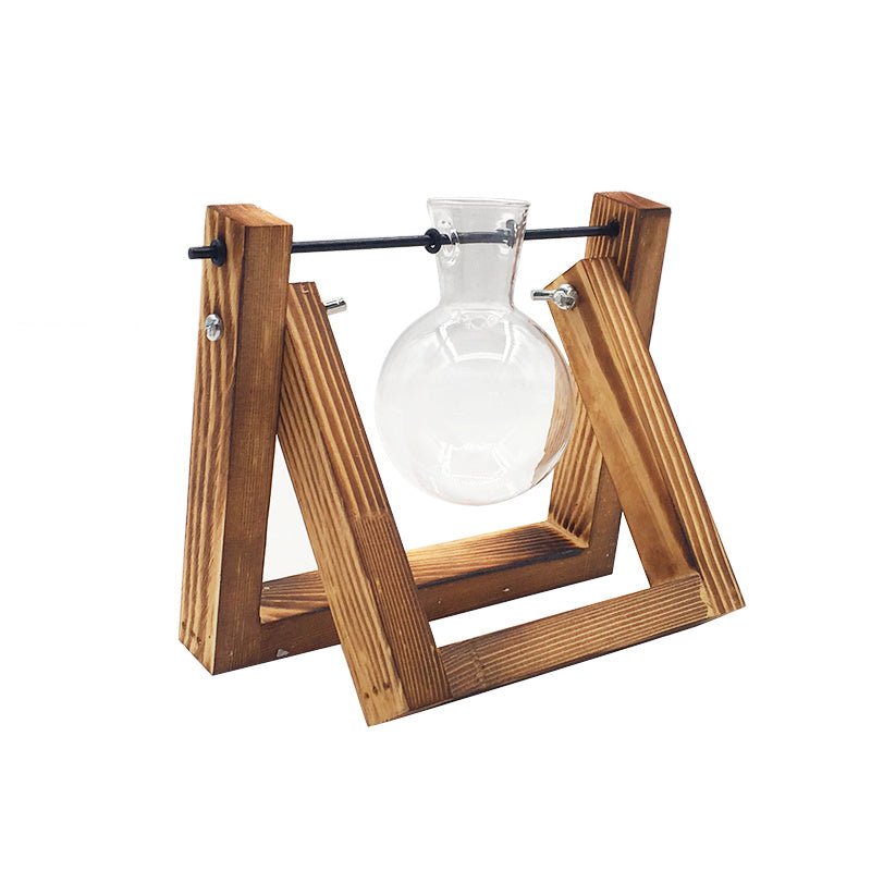 Swing Wooden Stand Hydroponic Plant Container – Glass Vase Home Decor
