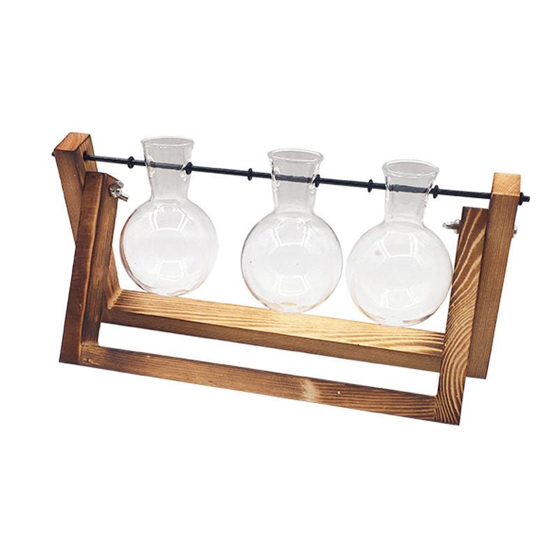 Swing Wooden Stand Hydroponic Plant Container – Glass Vase Home Decor